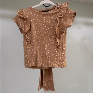 Adorable Tan Kids Blouse with Ruffles